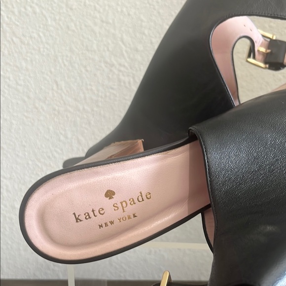 kate spade Black Heels with Open-Toe Design and Chunky Wooden Heel - Picture 7 of 8